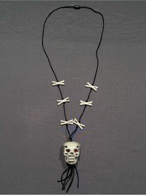 Greenbrier International Plastic Skull and Crossbones Cord Necklace